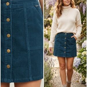 Altar'd State Teal Corduroy Mini Skirt